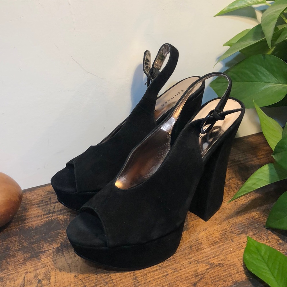 Peep Toe Wedge Suede Heel Chinese Laundry